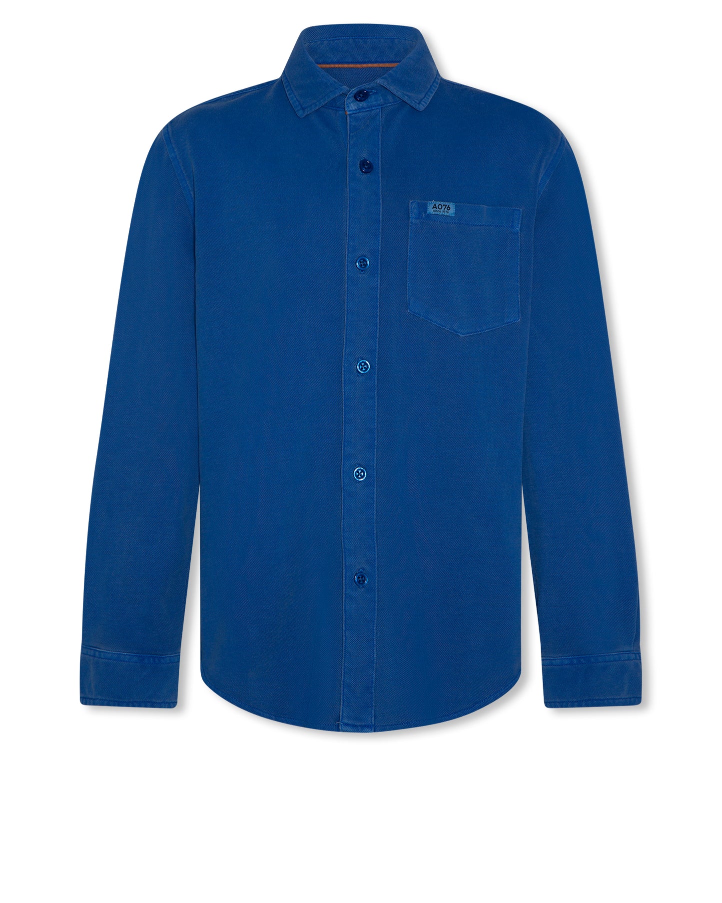 AO76 BLUE BUTTON LS POLO