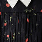 MINIMAL BLACK FLORAL PLEATED COLLAR DRESS