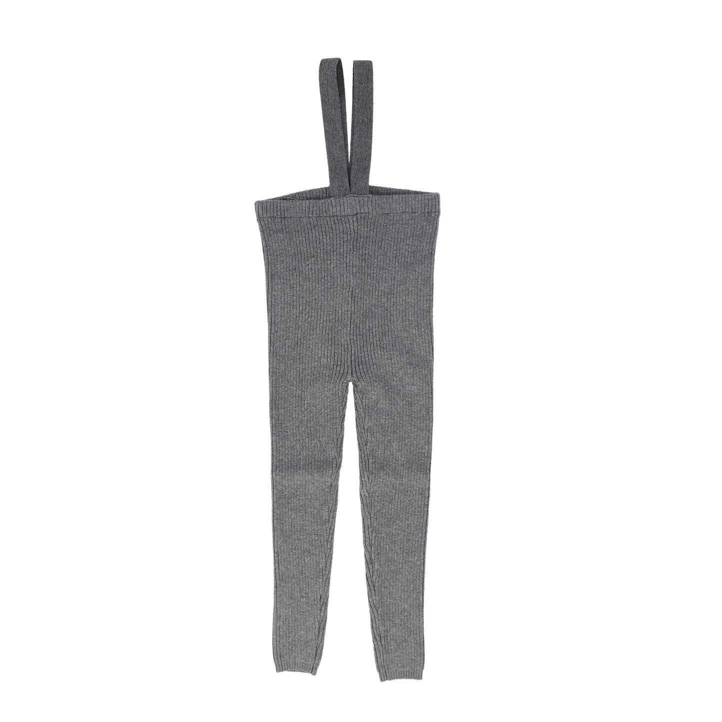 LIL LEGS HEATHER GREY KNIT SUSPENDER LEGGINGS