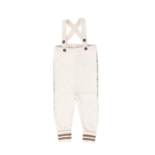 BELATI BEIGE STRIPE KNIT SUSPENDER PANT