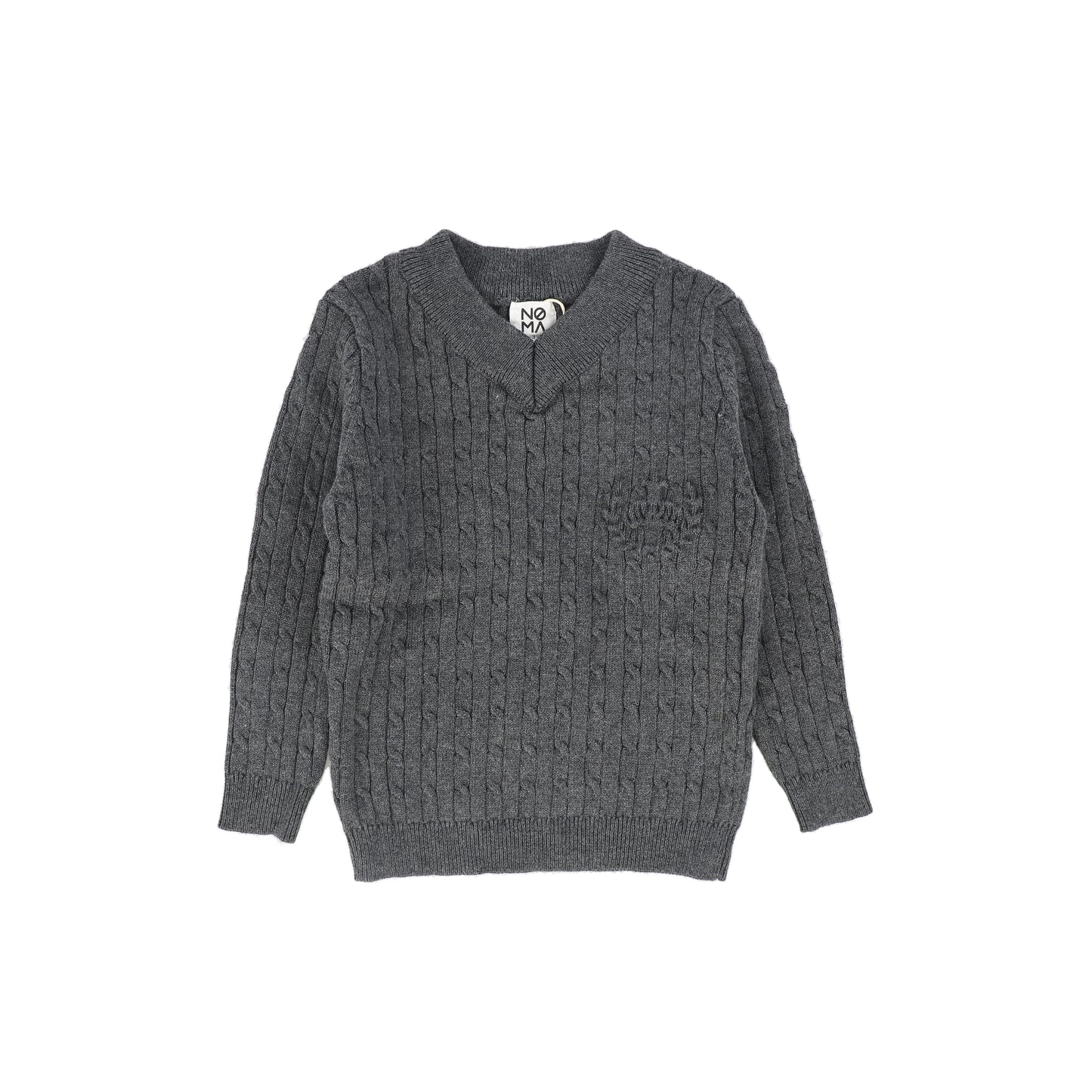 NOMA CHARCOAL CABLE KNIT V NECK SWEATER