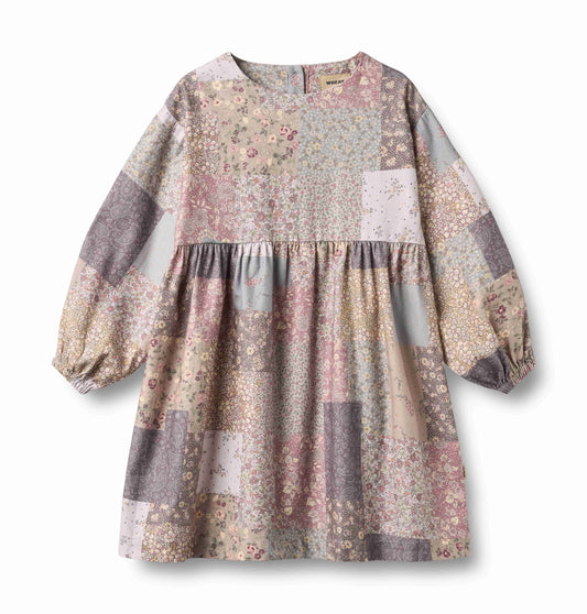 WHEAT PINK FLORAL PATCHWORK DRESS