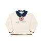 BIRNHAM ON THE SEA ECRU/DENIM SCALLOP TRIM COLLAR SWEATSHIRT