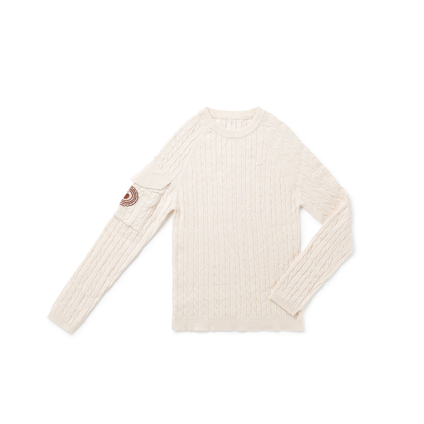 BIRNHAM ON THE SEA ECRU CABLE KNIT CREWNECK SWEATER
