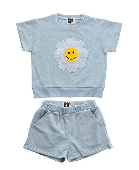 PETITE HAILEY BLUE METALLIC DAISY PATCH SET