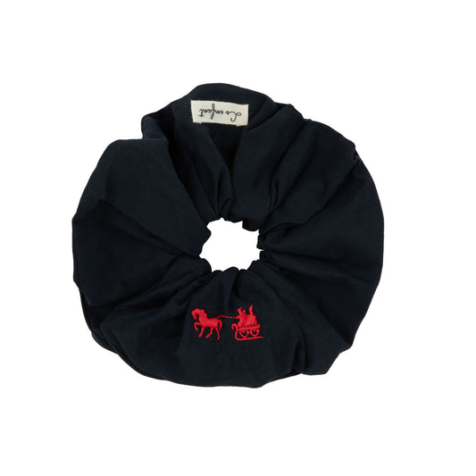 LE ENFANT NAVY HORSE EMBROIDERED SCRUNCHIE [FINAL SALE]