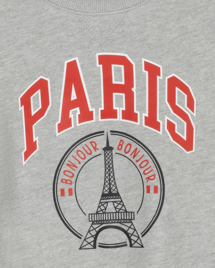 PHIL AND PHOEBE GREY PARIS STRIPED TRIM TURTLENECK SWEATSHIRT