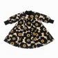 BIRNHAM ON THE SEA BEIGE FLOWER PRINT MOCKNECK SWING DRESS