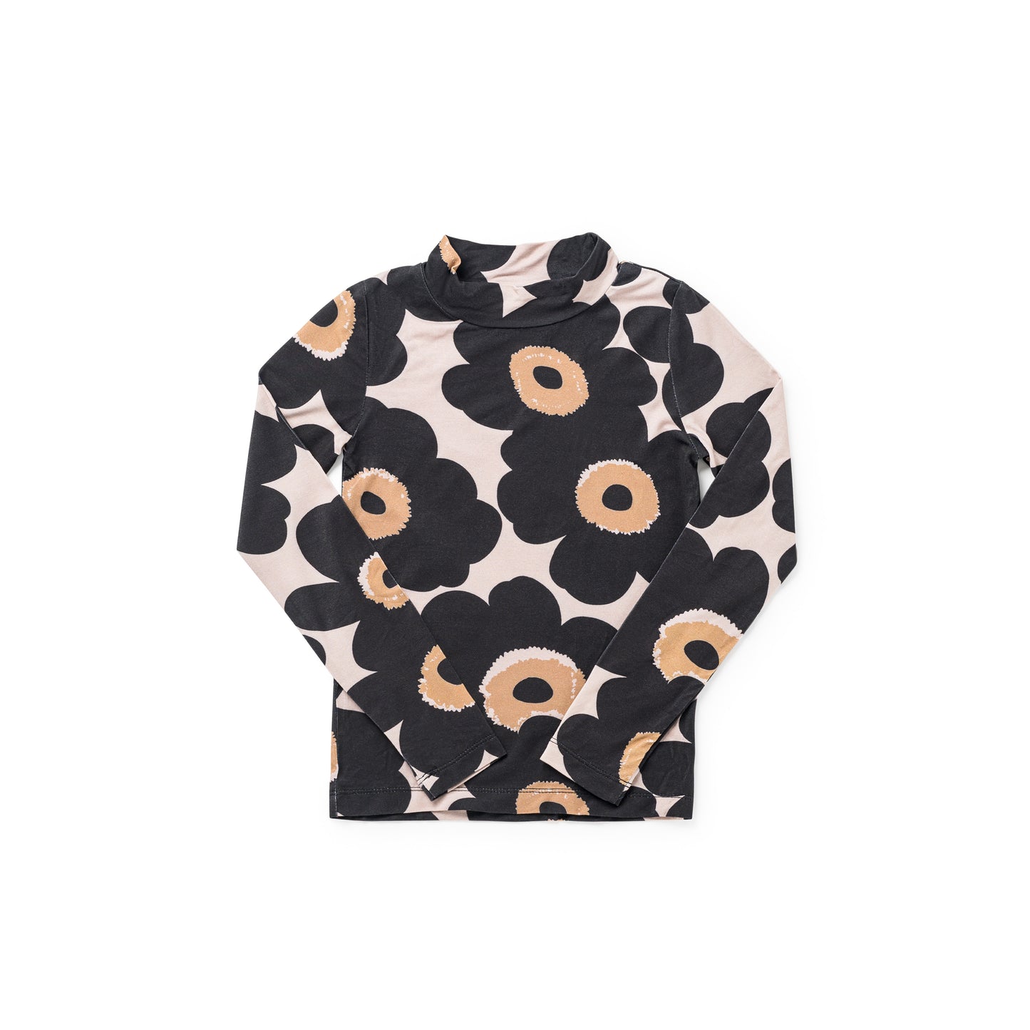 BIRNHAM ON THE SEA BEIGE FLOWER PRINT MOCKNECK T-SHIRT