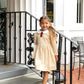 NOUNELLE TAN VELOUR PETER PAN COLLAR TIE DRESS