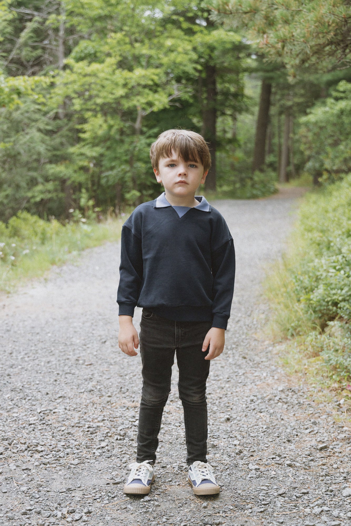 FARREN + ME NAVY CONTRAST COLLAR POLO