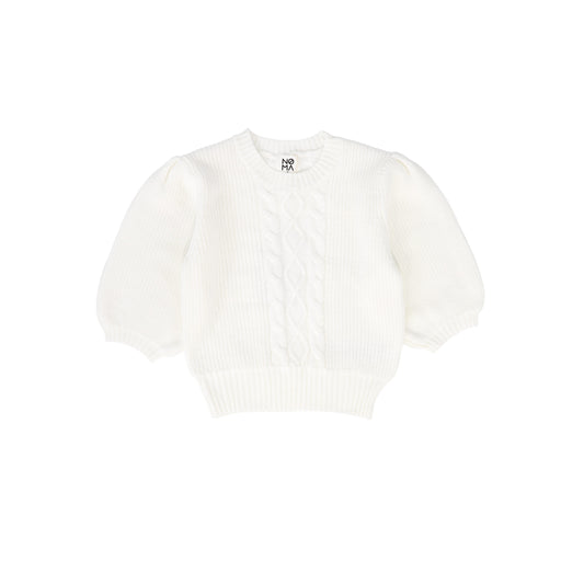 NOMA IVORY CABLE KNIT PUFF SLEEVE SWEATER [FINAL SALE]