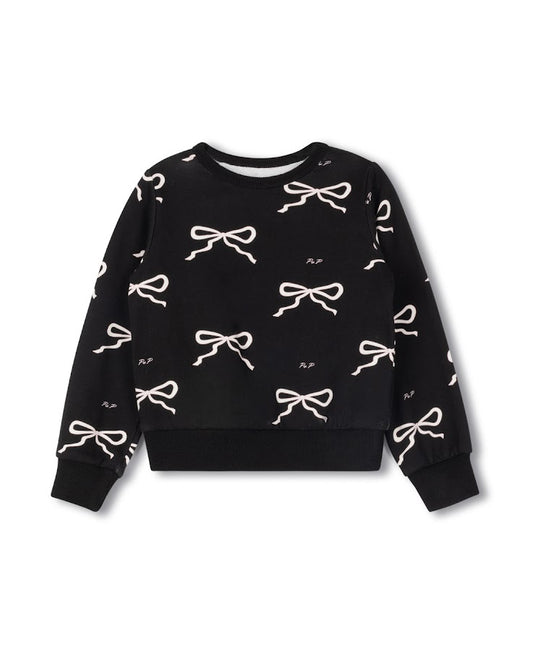 PHIL AND PHOEBE BLACK SCATTERED BOW SWEATSHIRT
