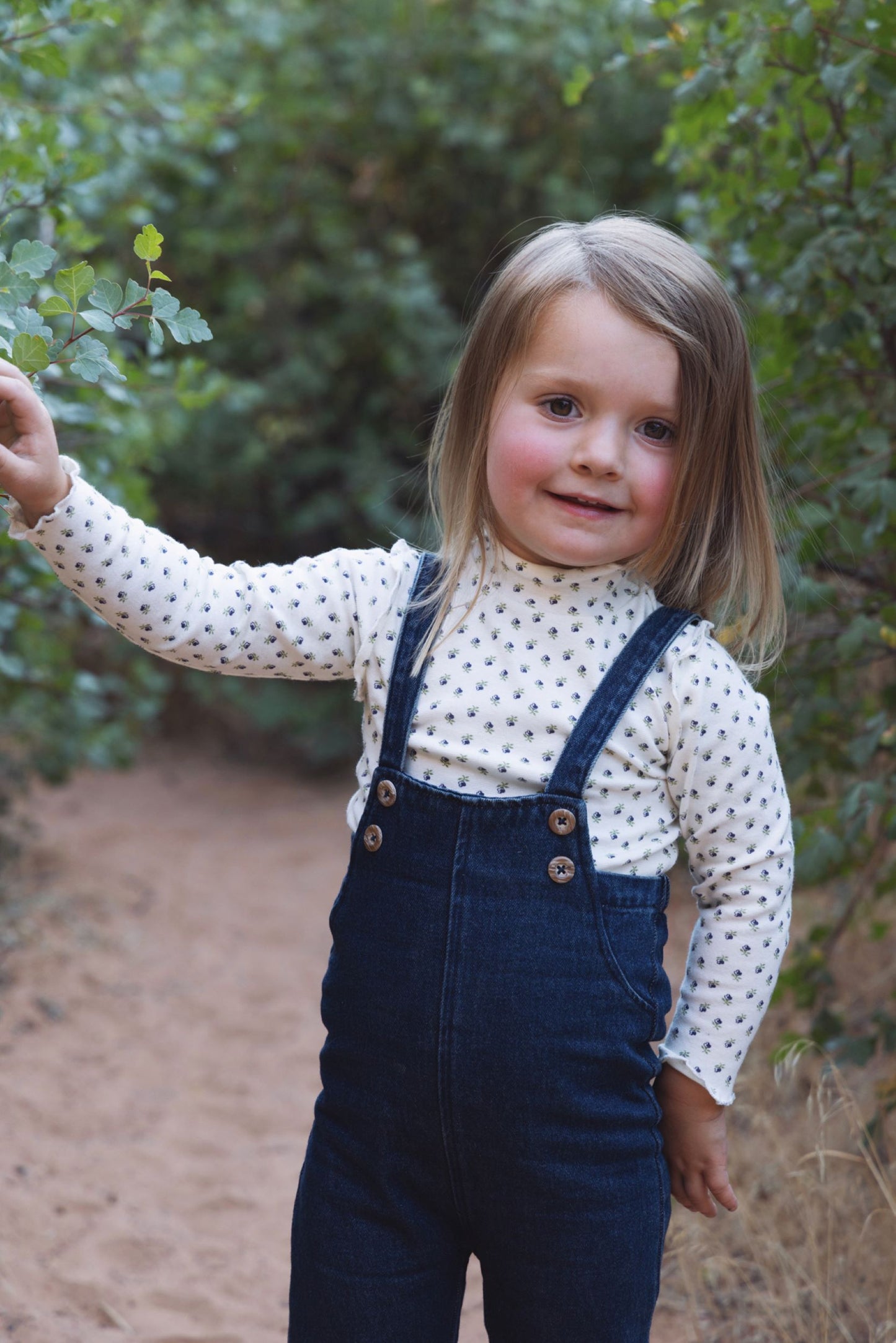 KIN & KIN MID BLUE CHAMBRAY SUSPENDER PANTS