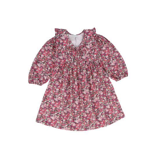 MIPOUNET PINK FLORAL RUFFLE COLLAR DRESS [FINAL SALE]