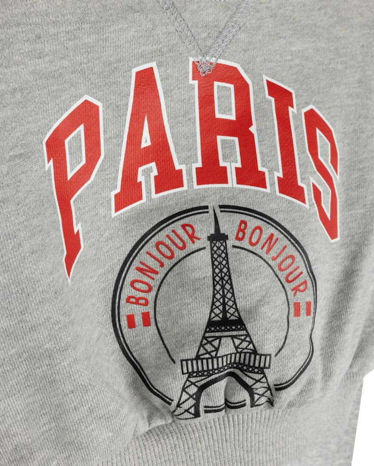 PHIL AND PHOEBE GREY PARIS STRIPED TRIM SWEATSHIRT DRESS