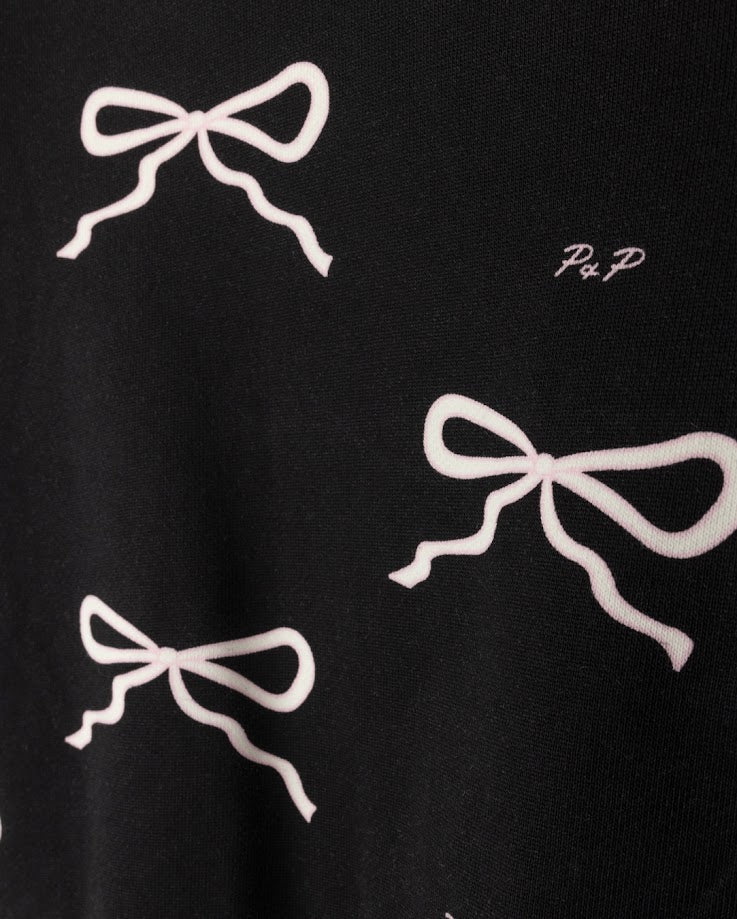 PHIL AND PHOEBE BLACK SCATTERED BOW SWEATSHIRT