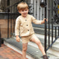 NOUNELLE TAN VELOUR BUTTON BLAZER