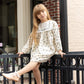 NOUNELLE CREAM FLORAL CORDUROY BIB DRESS