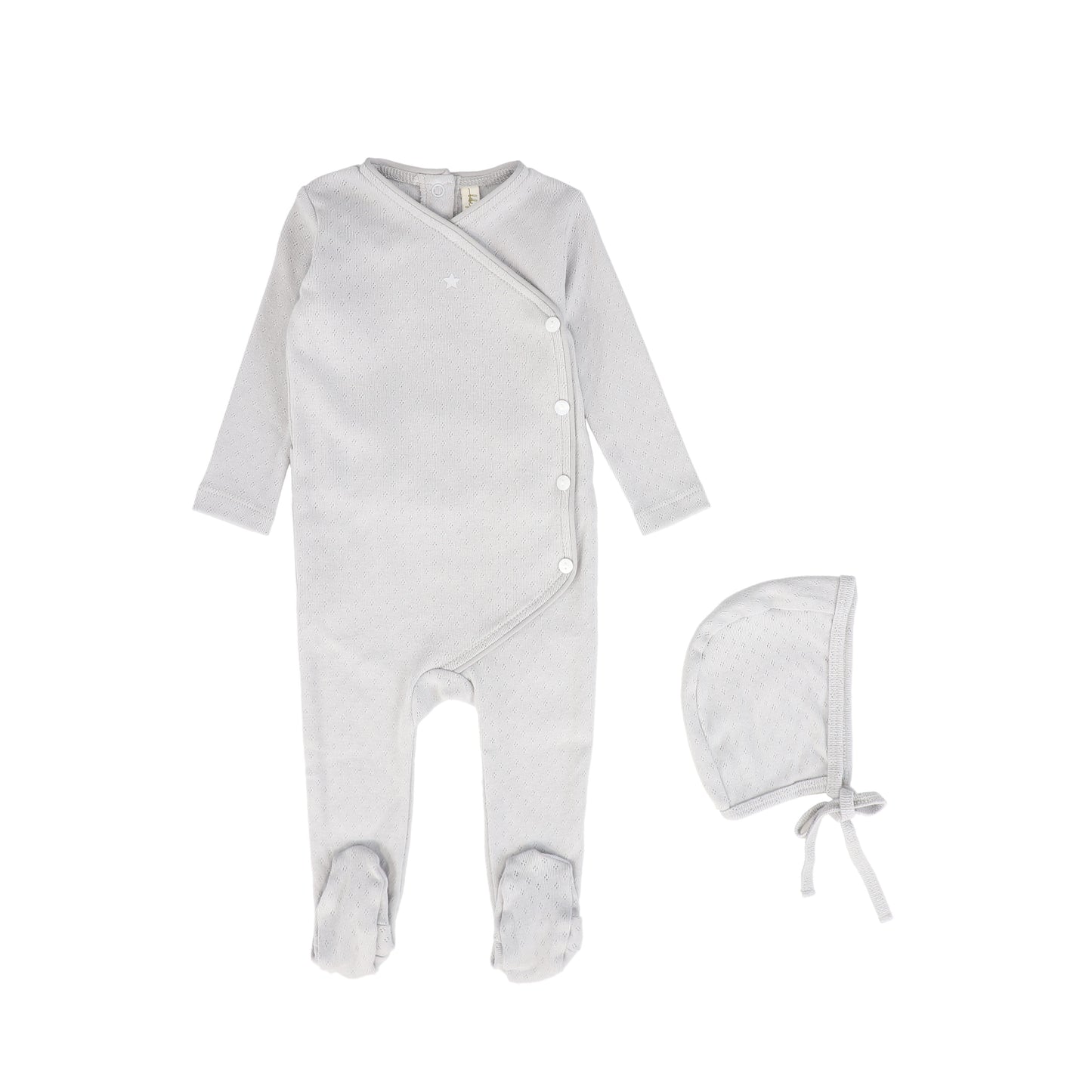 BEBE JOLEE CLOUDY BLUE POINTELLE PIPED WRAP FOOTIE