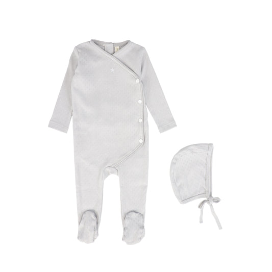 BEBE JOLEE CLOUDY BLUE POINTELLE PIPED WRAP FOOTIE