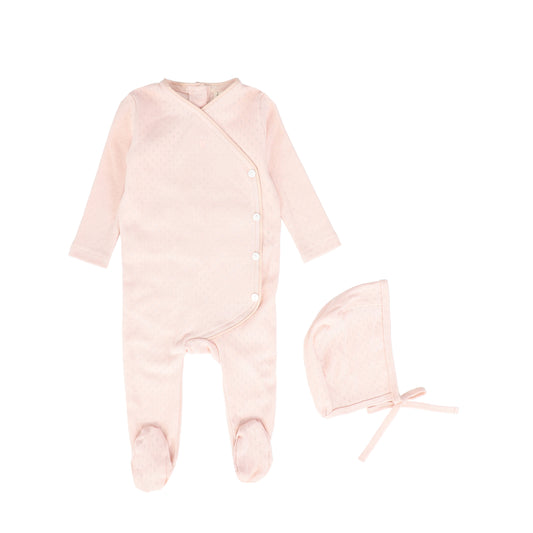 BEBE JOLEE PINK POINTELLE PIPED WRAP FOOTIE