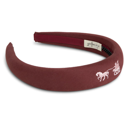 LE ENFANT BURGUNDY HORSE EMBROIDERED HEADBAND [FINAL SALE]