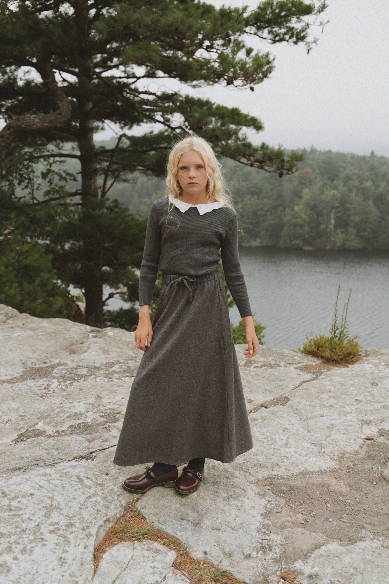 KIN & KIN GREY WOOL MAXI SKIRT