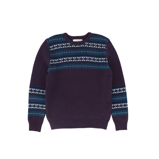 LA NINA PURPLE/BLUE INTARSIA KNIT SWEATER