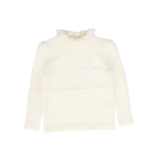 LA NINA CREAM MOHAIR RUFFLE COLLAR SWEATER