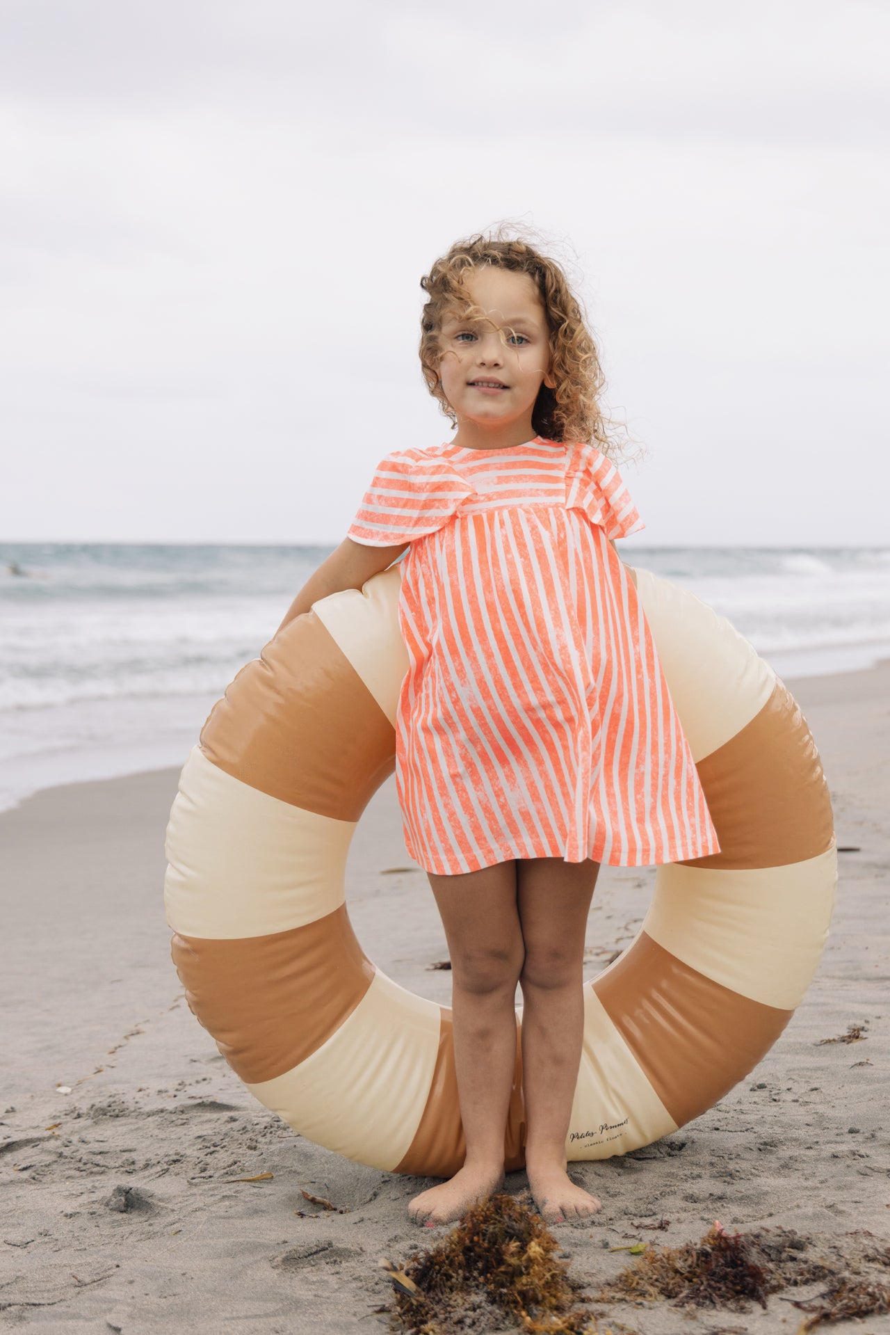 KIN & KIN NEON PINK STRIPE FLUTTER SLEEVE JUMPER
