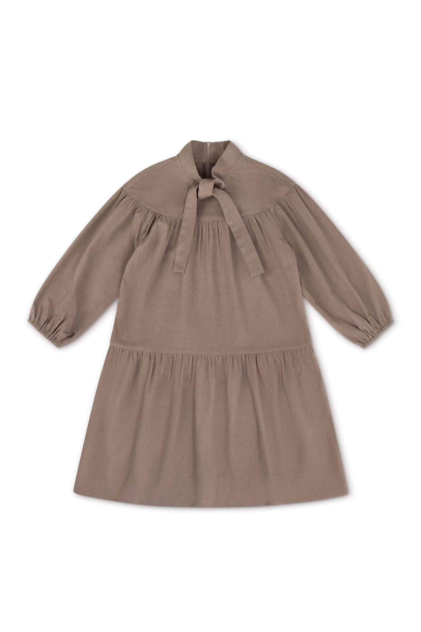 ARDE TAUPE WOOL TIE NECK DRESS