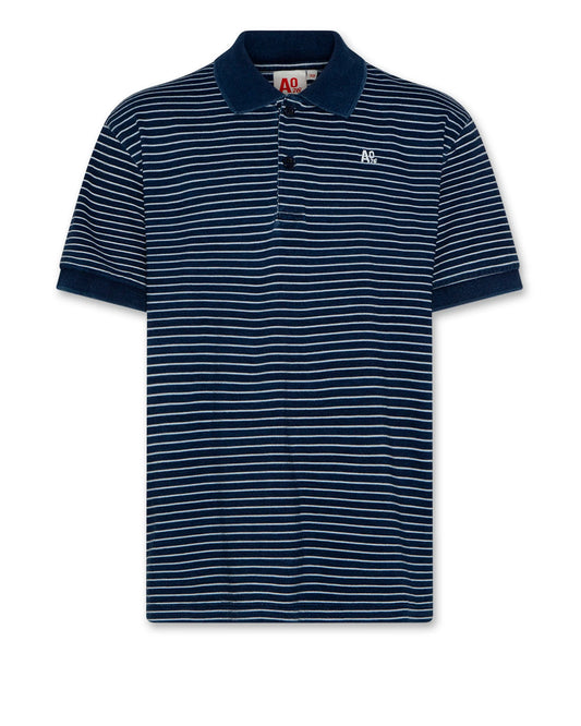 AO76 NAVY/WHITE STRIPED POLO TSHIRT