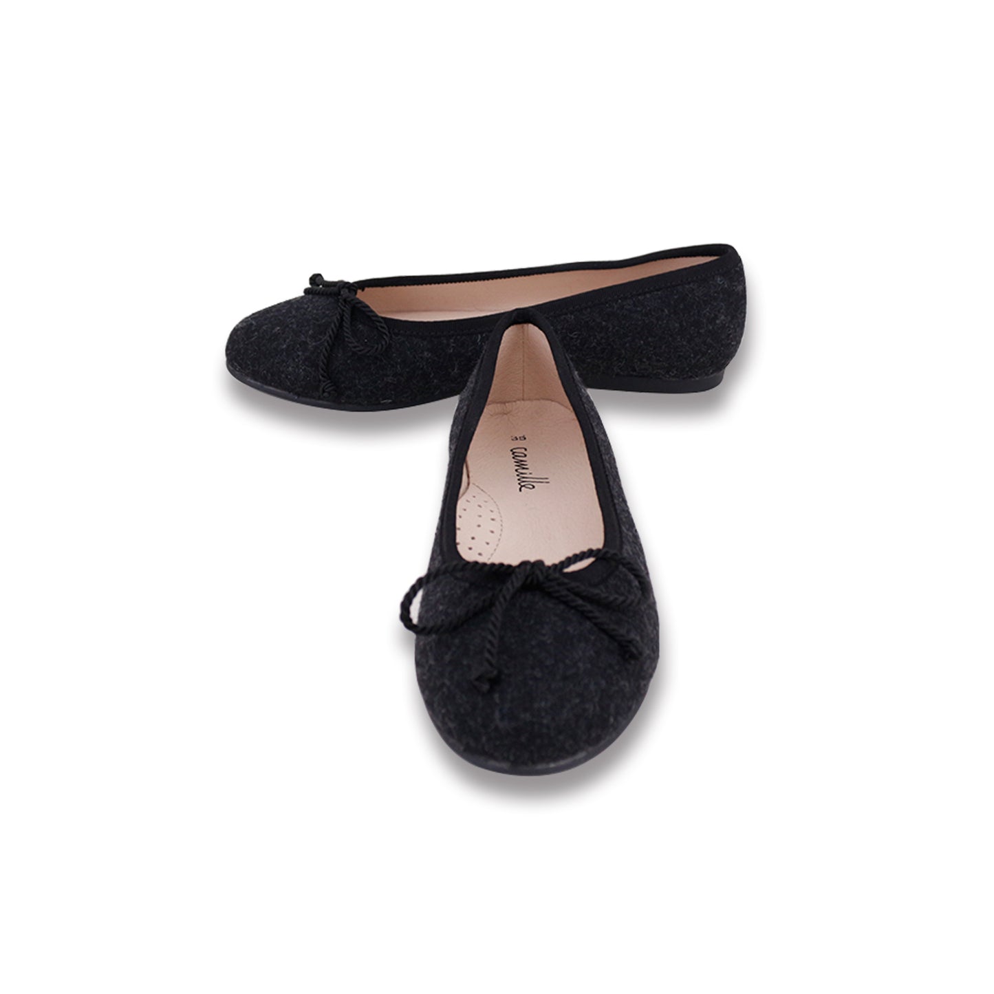 CAMILLE BLACK WOOL BALLET FLAT