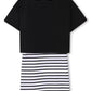 SONIA RYKIEL BLACK/WHITE STRIPED LOGO DRESS