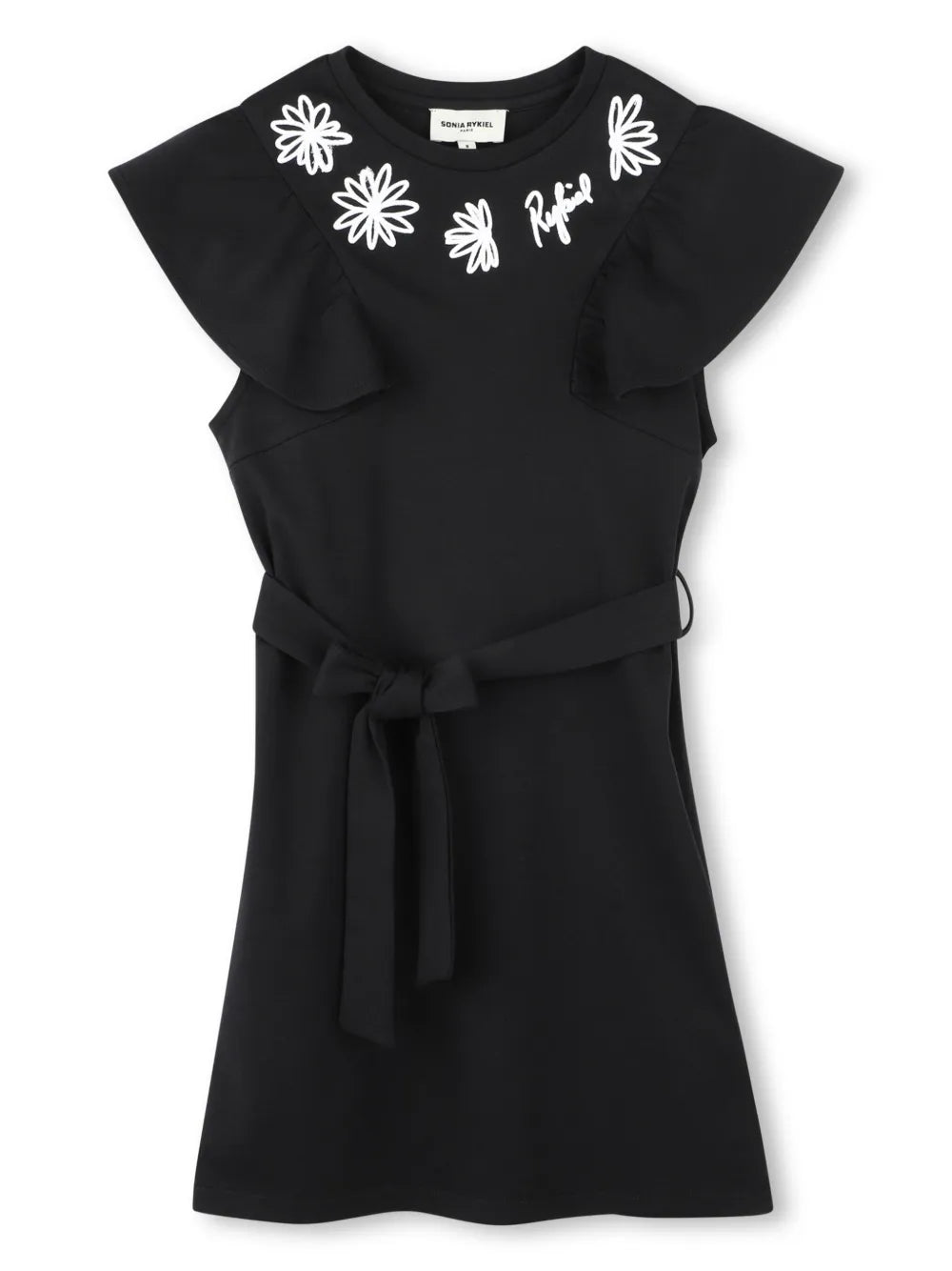 SONIA RYKIEL BLACK RUFFLE TRIM DRESS