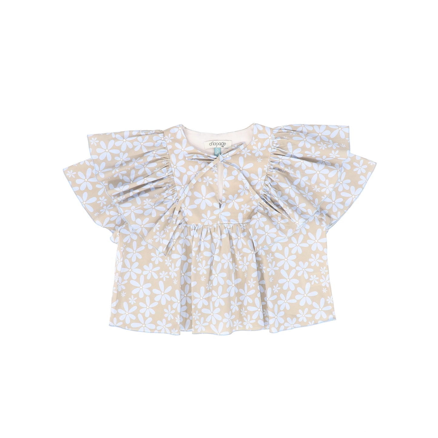 ALAPAGE LIGHT BLUE FLORAL PUFF SLEEVE BLOUSE