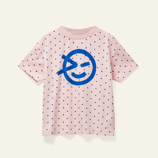 WYNKEN PINK/NAVY DOTTED T-SHIRT