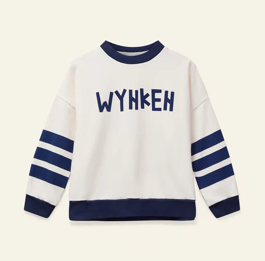 WYNKEN ECRU/NAVY LOGO SWEATSHIRT