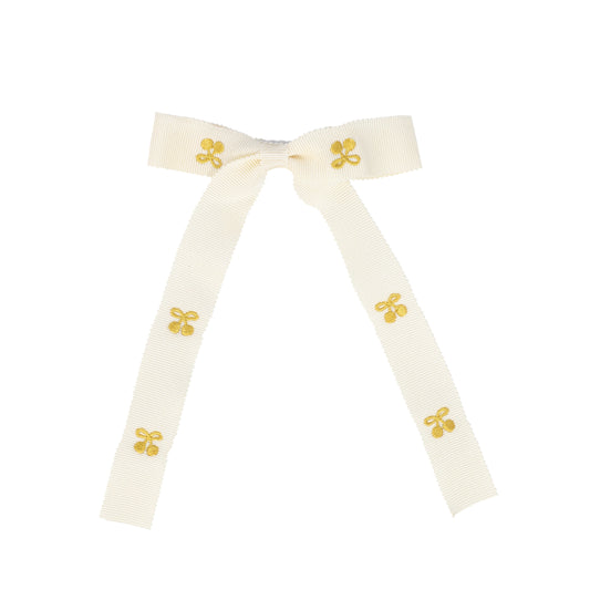 LA ENFANT IVORY CHERRY EMBROIDERED BOW [Final Sale]