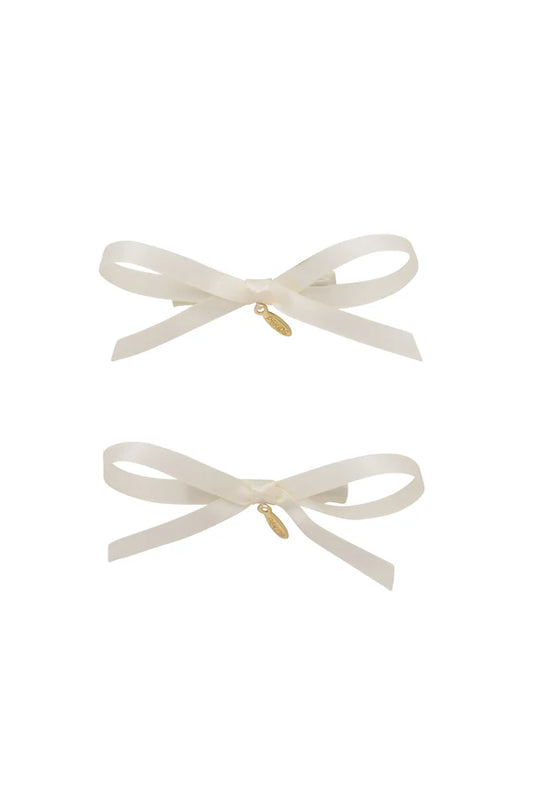 PROJECT 6  IVORY SATIN BOW CLIPS [Final Sale]