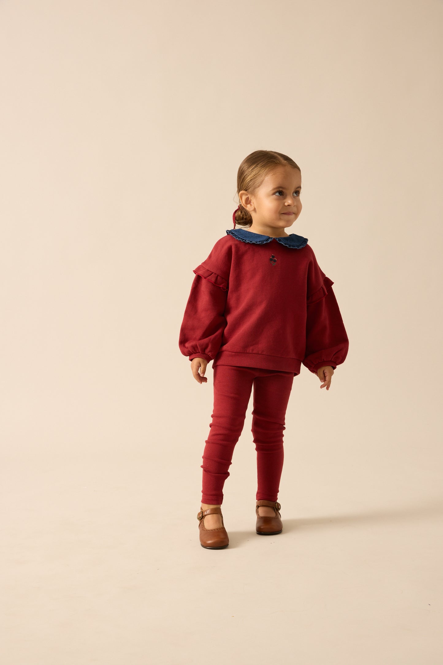 ANALOGIE VINTAGE RED/DENIM COLLAR SWEATSHIRT SET