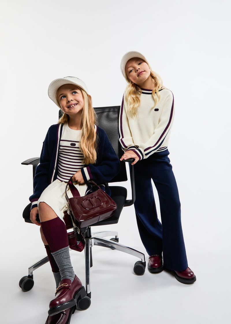 TWINSET NAVY CHUNKY RIBBED KNIT CARDIGAN