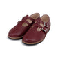 CAMILLE KIDS BURGUNDY DOUBLE BUCKLE T-STRAP SHOE