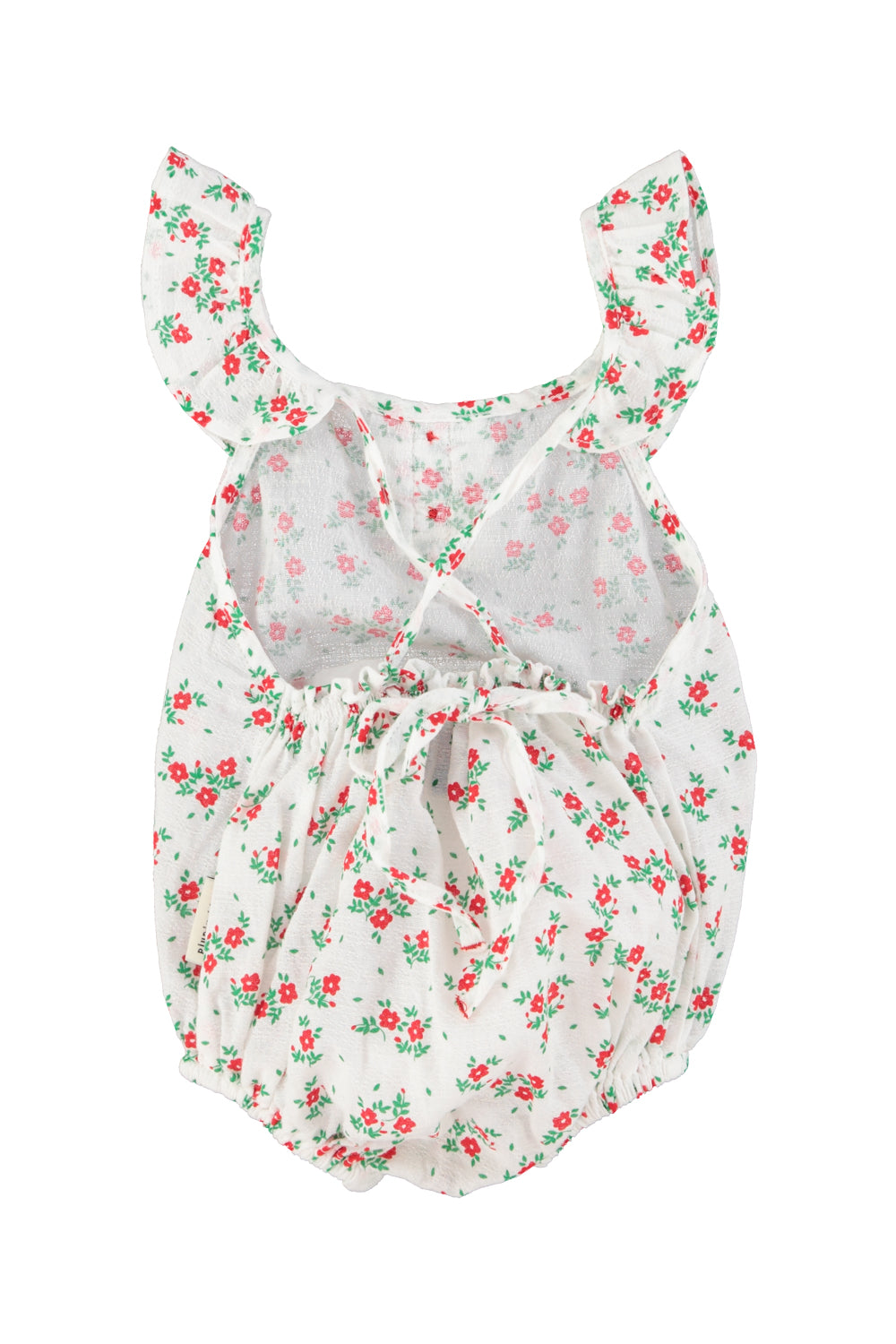 PIUPIUCHICK IVORY/RED FLORAL STRAP ROMPER