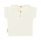 PIUPIUCHICK ECRU HEART PATCH RUFFLE COLLAR T-SHIRT