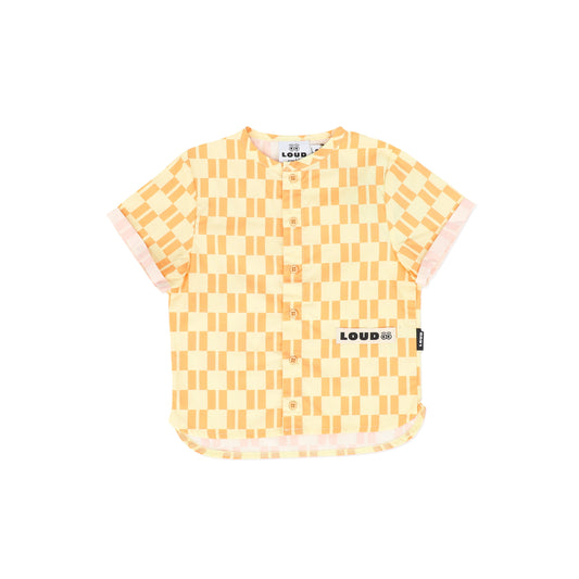 LOUD ORANGE/YELLOW CHECKED BUTTON SHIRT