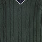 HARPER JAMES HUNTER GREEN CHUNKY CABLE KNIT EMBLEM SWEATER