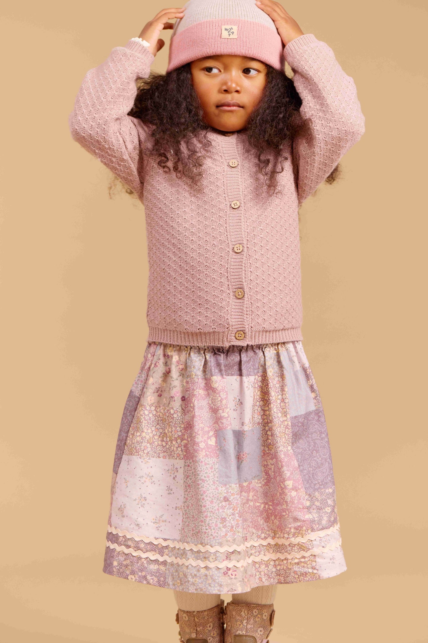 WHEAT PINK FLORAL PATCHWORK SKIRT