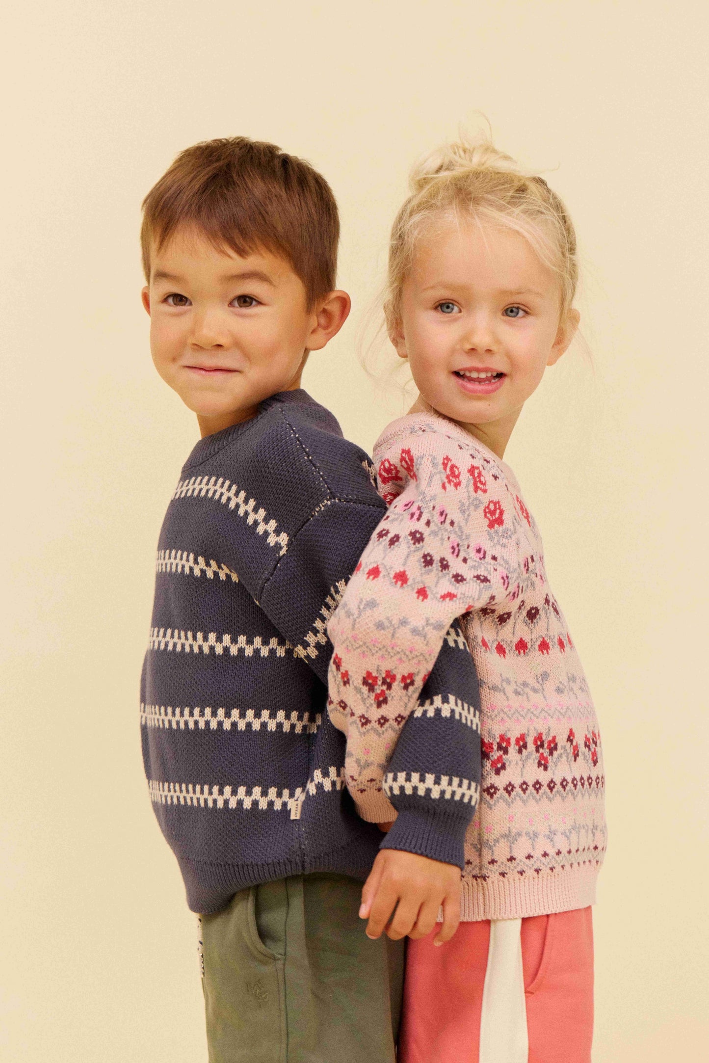 WHEAT PINK FLORAL JACQUARD SWEATER